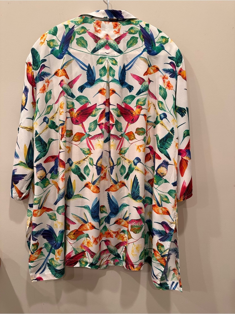 John Mark Hummingbird Floral  Button Down Blouse Novelty Print Quirky Sz 2X - Picture 3 of 12